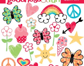 Happy Doodles Clipart - Digital Doodles Clipart - Instant Download