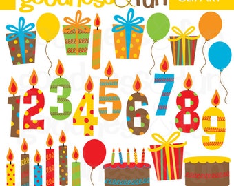 Happy Birthday Clipart - Digital Birthday Clipart - Instant Download