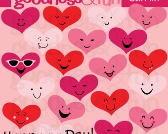 Happy Hearts Valentine's Day Clipart - Digital Valentine's Day Clipart - Instant Download