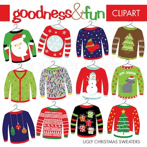 Maglione di Natale brutto Clipart di Natale - Maglione di Natale brutto digitale Clipart di Natale - Download immediato