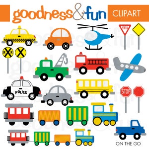 On The Go Transportation Clipart - Digital Transportation / Car / Vehicle Clipart - Instant Download