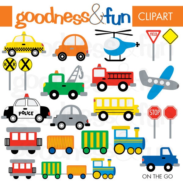 On The Go Transportation Clipart - Digital Transportation / Car / Vehicle Clipart - Instant Download