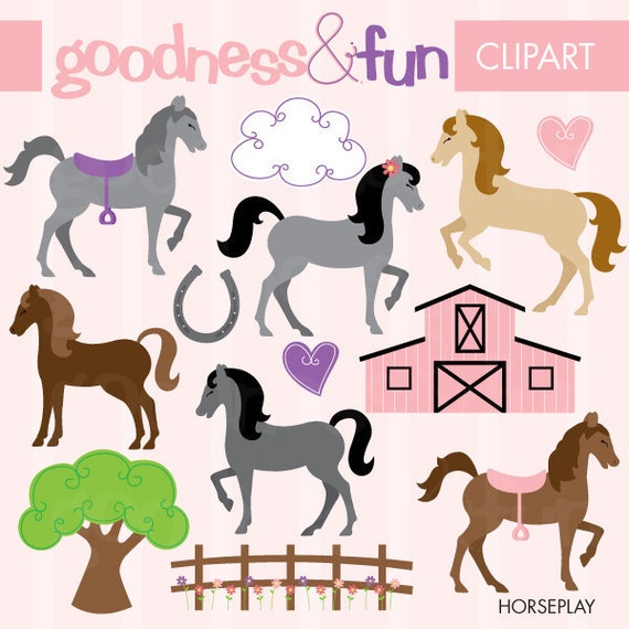 Horseplay Horse Clipart Digital Horse Clipart Instant Etsy