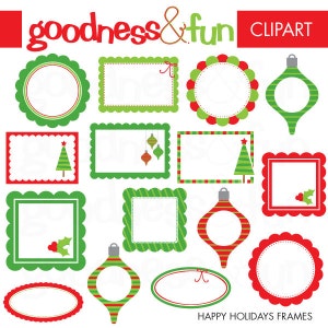 Happy Holidays Frames Christmas Clipart -  Digital Christmas Frames Christmas Clipart - Instant Download