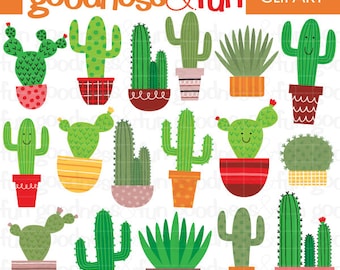 Cactus Fun Clipart- Digital Cactus Clipart - Instant Download