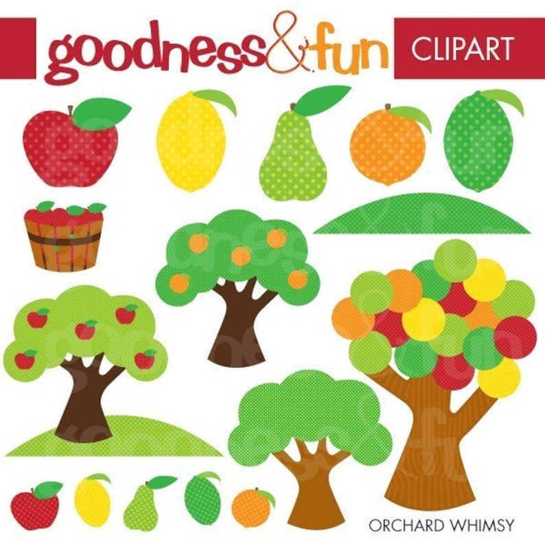 Orchard Whimsy Clipart Digital Nature Clipart Instant Etsy Canada