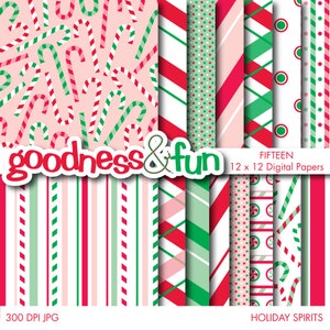 Holiday Spirits Digital Papers - digitaal kerstpapierpakket - direct downloaden
