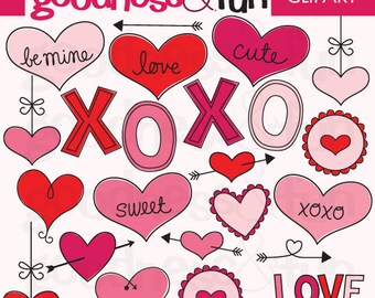 Valentine Doodles Valentine's Day Valentine Clipart - Digital Valentine's Day Clipart - Instant Download