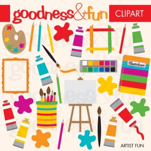 Artist Fun Clipart - Digital Painting & Artist Clipart - Instant Download