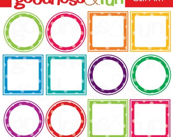 Dotty Frames Clipart - Digital Frames Clipart - Instant Download