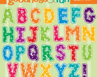 Spotted Alphabet Clipart  - Digital Alphabet Clipart - Instant Download