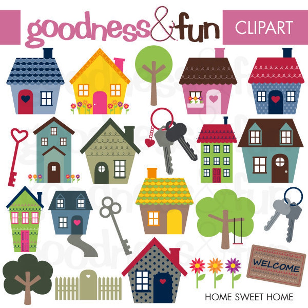 Home Sweet Home Clipart Digital House Clipart Instant Download - Etsy