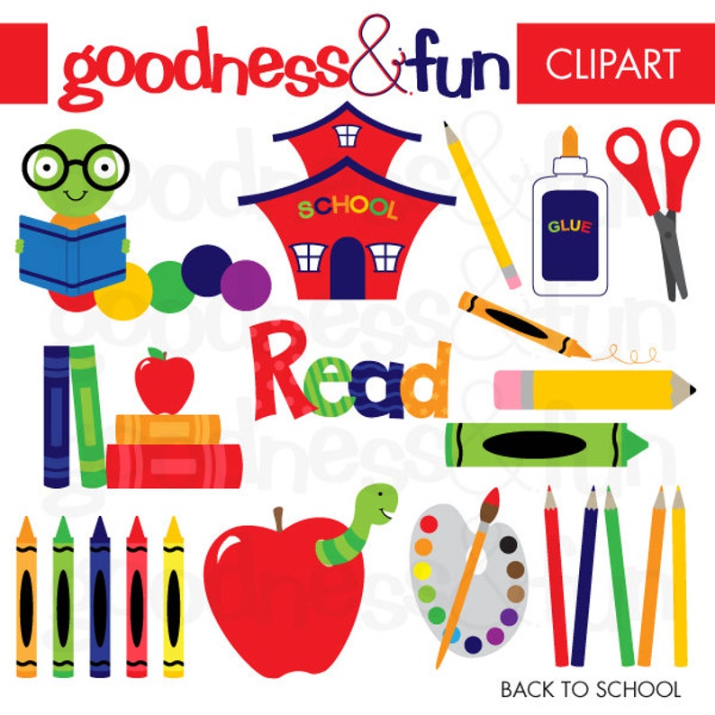 Back To School Clipart Digital Back To School Clipart Instant Download image 1