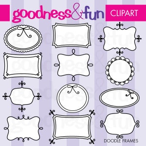 Doodle Frames Clipart - Digital Frames Clipart - Instant Download