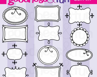 Vector Doodle Frames Clipart, Digital Borders, Frame Clipart ...