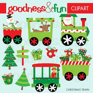 Christmas Train Christmas Clipart - Digital Christmas Clipart - Instant Download
