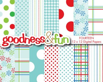 Home for the Holidays Digital Papers - Digital Winter Paper Pack - Instant Download