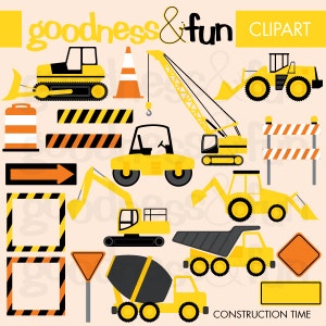 Construction Time Construction Truck Clipart - Digital Construction Truck Clipart - Instant Download