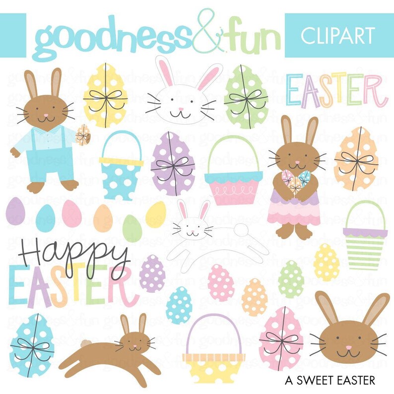 Sweet Easter Clipart Digital Easter Clipart Instant Download image 1