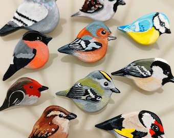 Handmade Bird Pin Badge | Ceramic Bird Brooch Accessory | Hand-Painted Pigeon Pin | Gift for her | Cute bird jewellery Gift for bird lovers