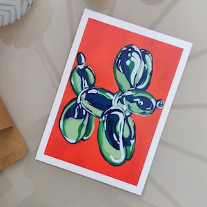 Colorful Balloon Dog Art Print A4/A5 | Fun Kids Room Decor | Acrylic Illustration | Colorful Modern Art Print, Cute Wall Art, Pop Art