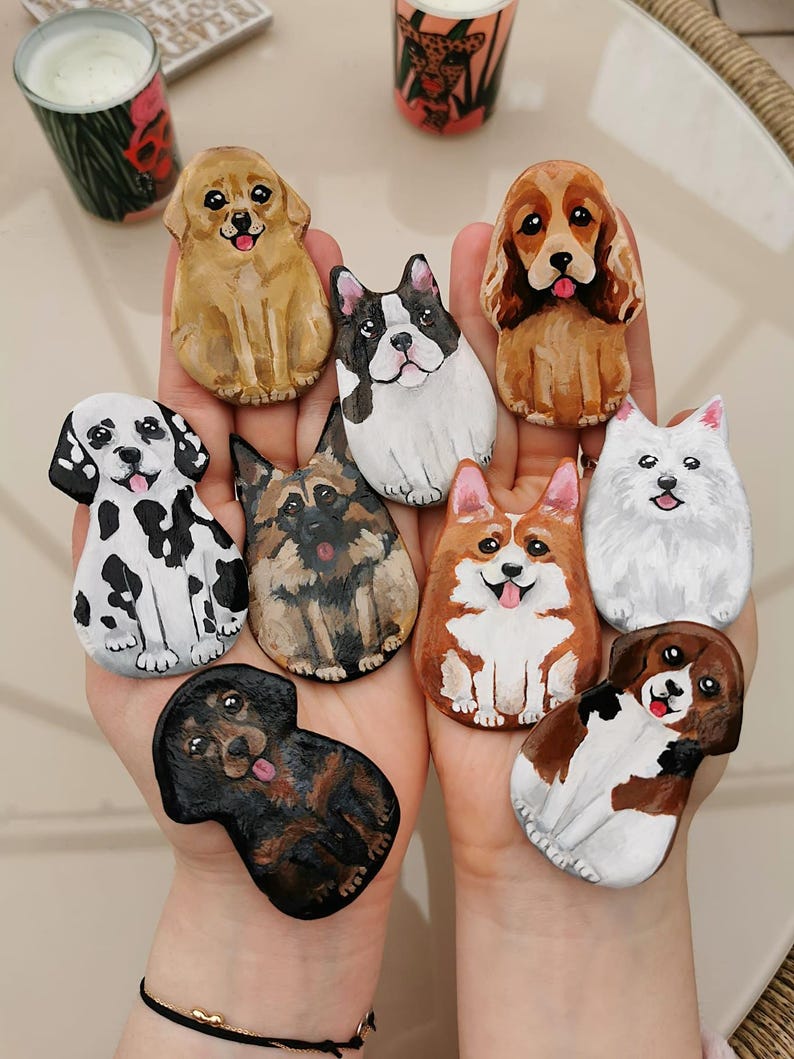 Handmade Clay Dog Magnet | Fridge Decor | Hand Painted Puppy Pet ...