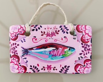 フランスビンテージ壁掛け　セラミックフィッシュ　陶器　魚 かわいい陶器の魚 / 陶器の魚 / 手作りアート / 魚のギフト