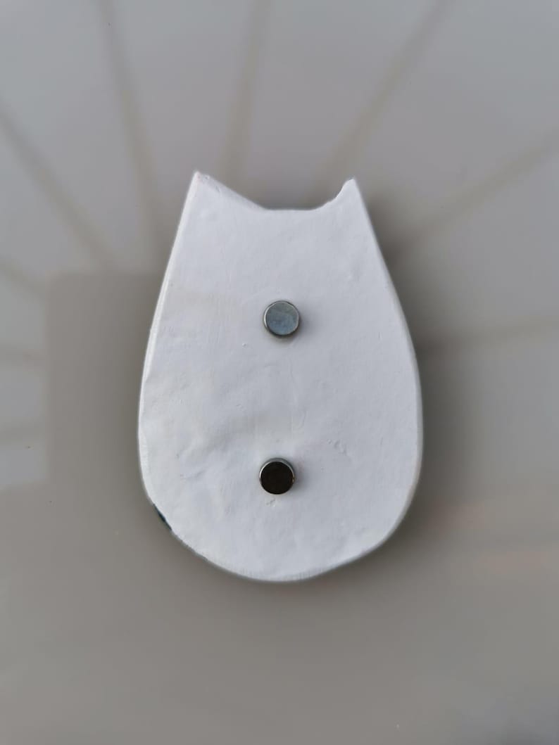 Handmade Clay Cat Magnet | Fridge Decor | Hand-painted Kitten | Pet ...