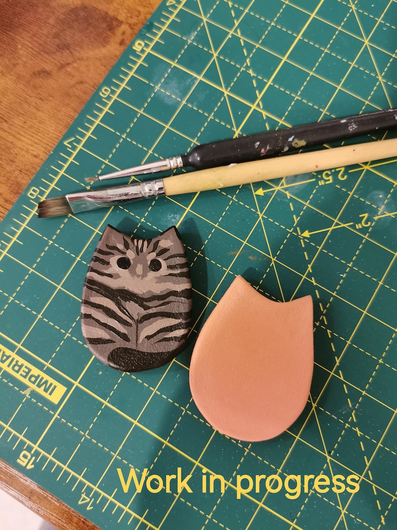 Handmade Clay Cat Magnet | Fridge Decor | Hand-painted Kitten | Pet ...