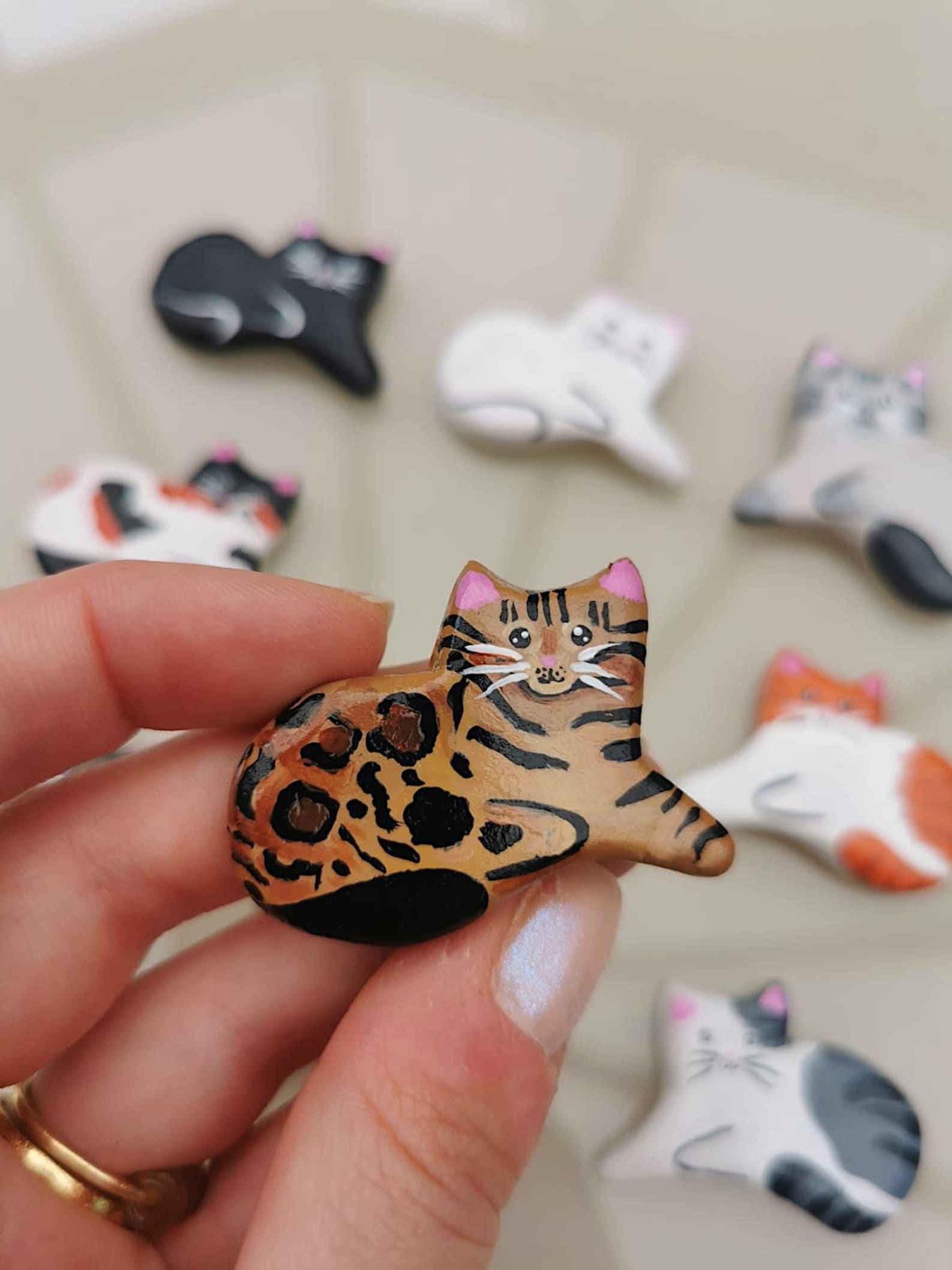 Handmade Clay Cat Magnet | Fridge Clay Magnet | Fridge Decor Hand ...