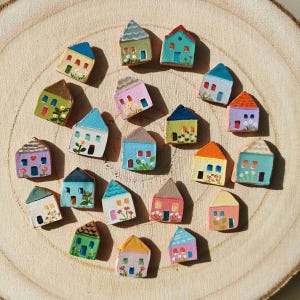 Small Handmade Fridge Magnet | House Clay Mini Hand Painted Refrigerator Magnet | Home Gift for her Kitchen cute decor | House warming gift