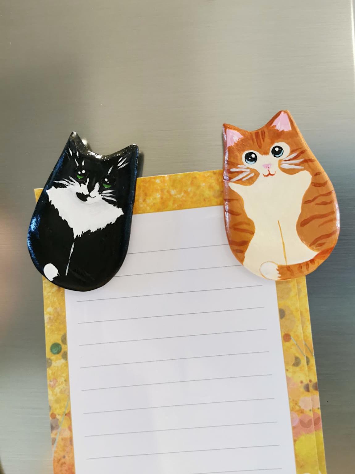 MADE TO ORDER Cat Fridge Magnet | Hand-painted Handmade Cat Magnet ...