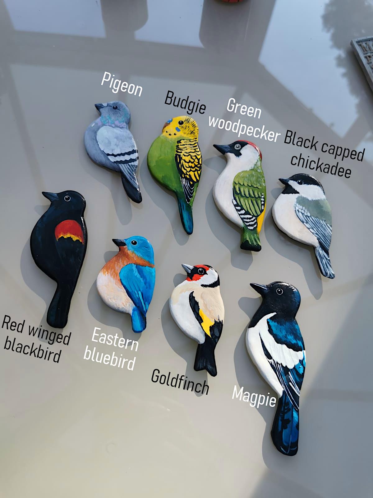 Handmade Clay Bird Magnet | Fridge Decor | Realistic Bird Species