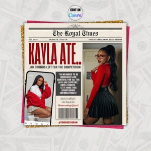 Zeitung Homekommen Königin Flyer Canva Vorlage-Magazin Vote Hoco Prom Wahlkampf, Girl Class Präsident, bearbeitbarer Instagram Post