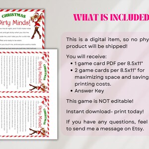 Juego de preguntas y respuestas navideñas picantes: divertido juego de preguntas y respuestas navideño para imprimir, juego de beber para la noche de chicas adultas en Navidad, acertijos picantes para despedidas de soltera. imagen 2