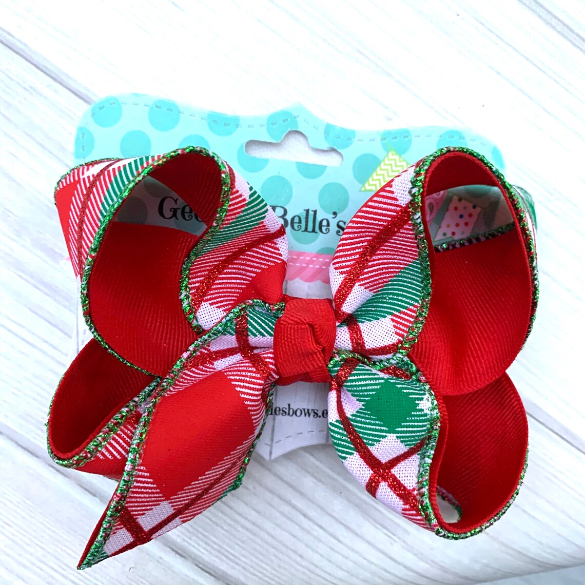 Plaid Christmas Bow m2m Matilda Jane Red Green White Etsy