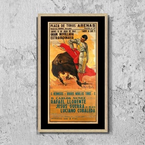 "Plaza de Toros Arenas ""Stierkampf"" Vintage Fine Art Print Poster, Lithographie, Matador, Torero, Wandbehang, Geschenkidee"