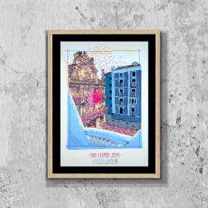 San Fermin 2019 Festival Poster Print Framed Canvas, Pamplona Poster, Bullfighting, Spain, Tourism Travel Poster, Vintage Poster