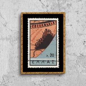 Antikes griechisches Theater Foto Stempel Poster Druck Gerahmt, Griechische Geschichte, Griechisches Porto Bild Wandkunst Dekoration