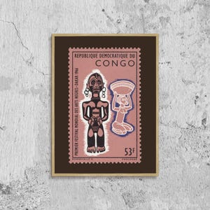 Demokratische Republik Kongo Afrikanische Briefmarke Porto Bild Poster gerahmt, Afrika Poster, Bild Wand, Kunst Dekoration