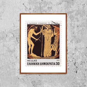 Griechische Mythologie Briefmarken, Homer Ulysses Treffen mit Nafsika Foto Poster Druck Poster gerahmt, Bild Wandkunst Dekoration, Griechenland Porto