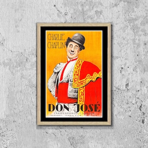 Póster de la película Charlie Chaplin, Carmen y Don José, impresión en lienzo, póster de película, póster publicitario impreso, impresiones de póster de viaje
