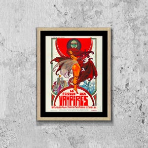 Póster de película vintage Le Frisson Des Vampires, póster de película de terror, póster publicitario impreso, impresiones de póster de viaje