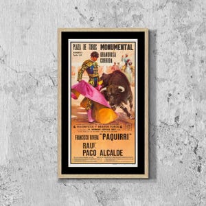 Plaza De Toros Monumental Spanish Bull Run Poster Print Framed Canvas, Spain Poster Bullfighting, Travel Tourism Poster, Home Decor