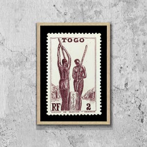 Französisch Togo Afrikanische Briefmarke Bild Poster gerahmt, Afrika Porto, Togoland Bild Wand Kunst Dekoration