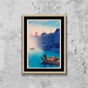 Morgen am Dotonbori in Osaka von Hasui Kawase 1935 Japanische Kunst Poster Druck Leinwand, Werbeplakat gedruckt, Japan Plakat Geschenk Wandkunst