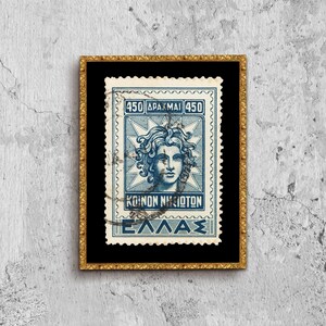 Zeigt Sonnengott Griechisch Briefmarke Porto Poster Gerahmt, Griechische Geschichte, Griechisch Porto Bild Wand Kunst Dekoration