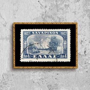 Schlacht von Navarino, Jahrhundert, griechische Briefmarke, Posterdruck gerahmt, griechische Geschichte, griechisches Porto Bild, Wandkunst, Dekoration