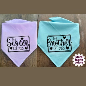 Bandana für große Schwestern | Großer Bruder Hundehalstuch | Snap On Bruder Schwester Hund Bandana | Hund Babymitteilung | Hund Anzeige