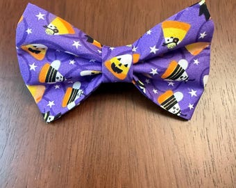Spooky Candy Corn Dog Bow Tie: Halloween Pet Bow